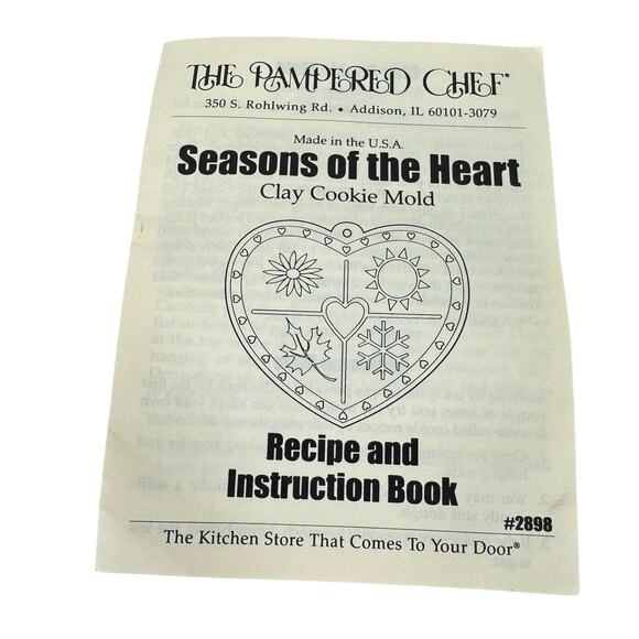 Pampered Chef Vintage 1997 Seasons Of The Heart Clay Cookie Mold - Picture 4 of 5